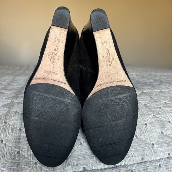 Cole Haan Cora Black Suede Wedge Heel Tall Boots Side Zip D38352 Women’s 8.5 M - Picture 15 of 16